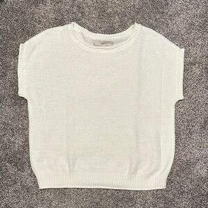 LOF Women's Elegant White Crew Neck Sweater